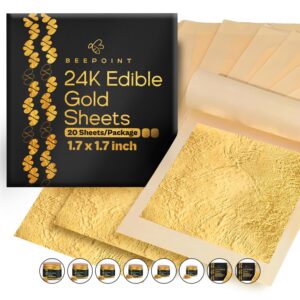 BeePoint 24K Edible Gold Leaf Sheets 20 Pcs